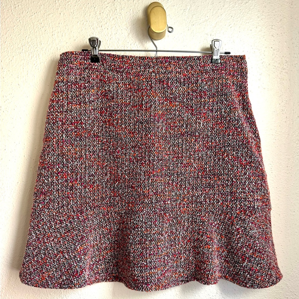 Loft | Burgundy Red Tweed Textured Peplum Skirt Women’s 8